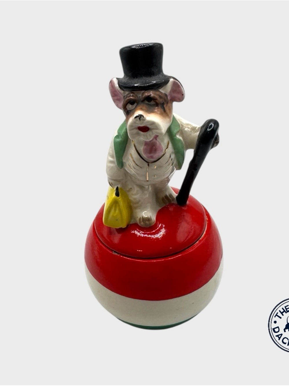 Vintage Whimsical Dog on Striped Circus Ball Shakers